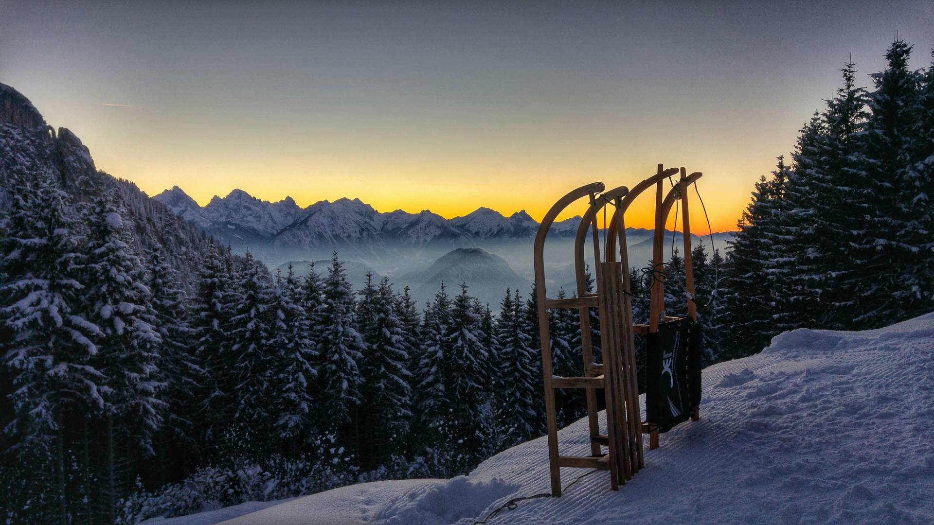 Sonnenuntergang von der Rohrkopfhütte am Tegelberg